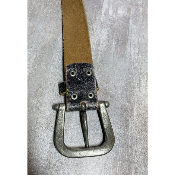 Ed Hardy Belt Womens 29 Grey Leather Floral Puma Silver Tone Hardware Y2K main image 7